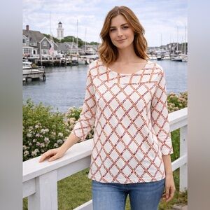 J. Mclaughlin Signature Catalina Cloth White Boxy Shirt Blouse Top Size Medium